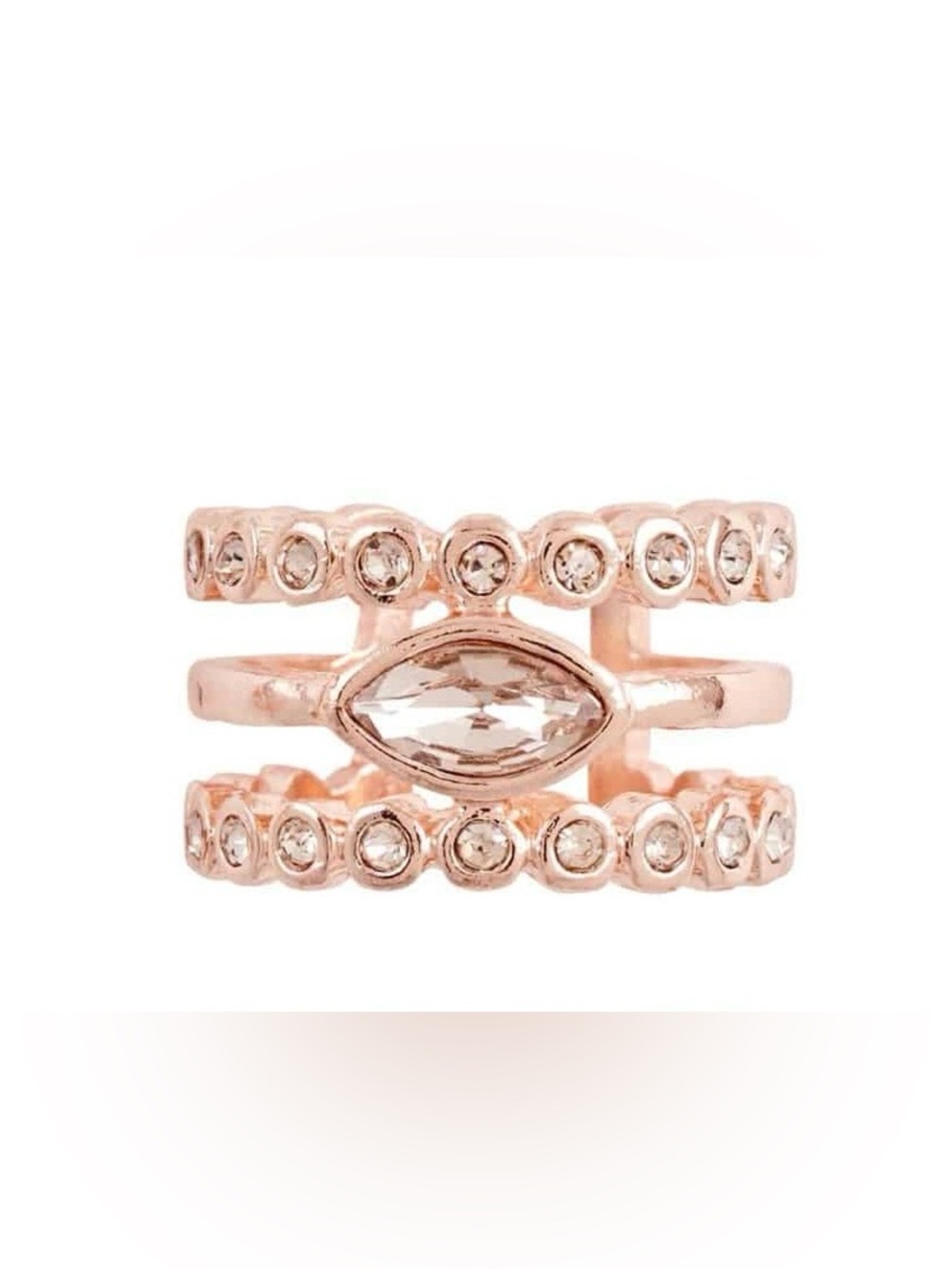 Luv AJ Stacked Statement Ring- Rose Gold & Crystals - Picture 2 of 6